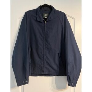English Squire Harrington Jacket Mens 46L Navy Blue Vintage Scovill Zip